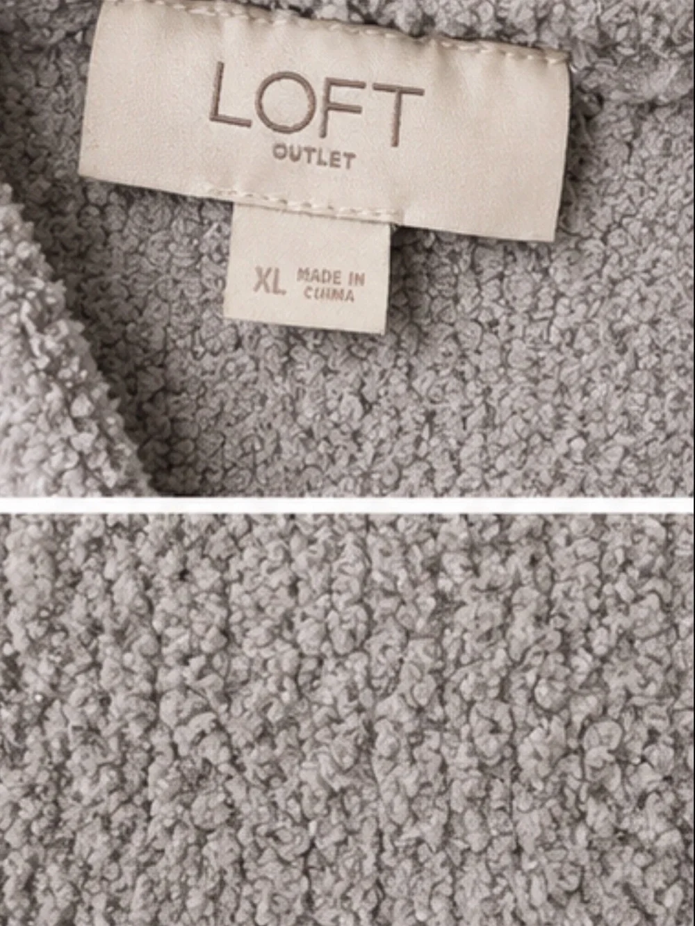 LOFT Outlet Cozy Sherpa Hooded Pullover Sweater | Gray Plush Hoodie XL - Picture 3 of 3